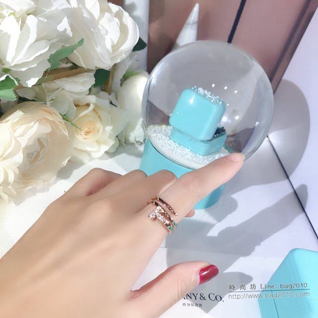 Tiffany純銀飾品 蒂芙尼女士專櫃爆款單T半鑽戒指  zgt1769